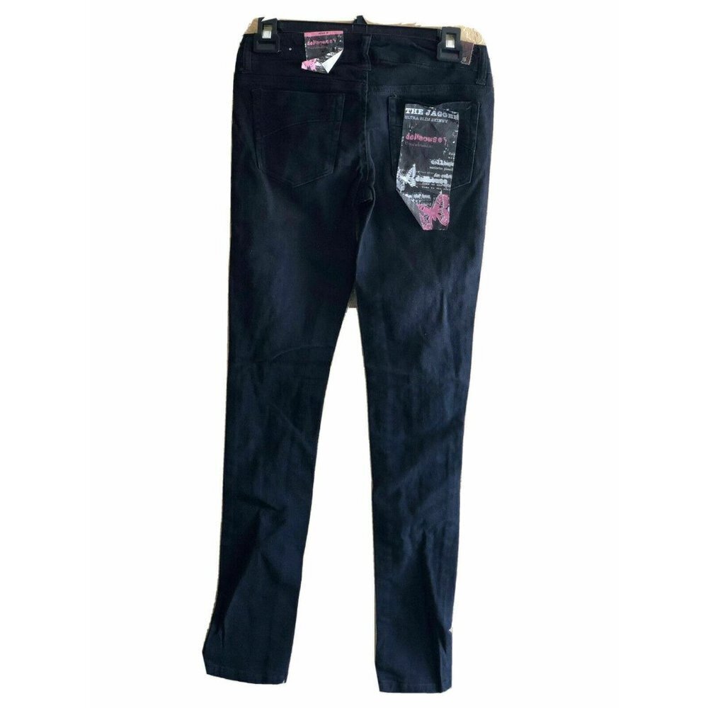 Dollhouse Juniors Black Distressed Studded Skinny Jeans size 3 - Picture 3 of 8